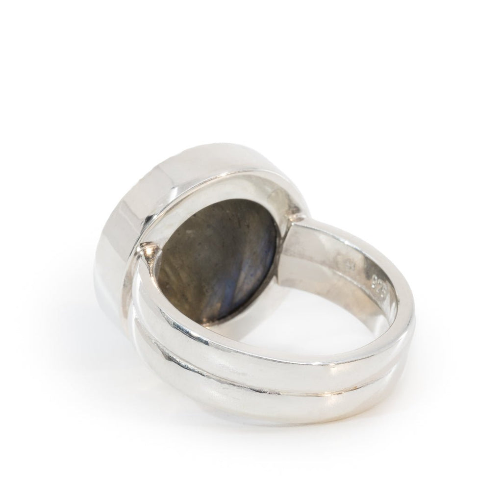 Labradorite 13 Carat Cabochon Handcrafted Sterling Silver Gemstone Ring - LLO-005 - Crystalarium
