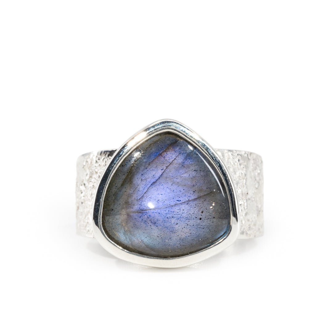 Labradorite 6.55 Carat Sterling Silver Handcrafted Gemstone Ring - LLO-025 - Crystalarium