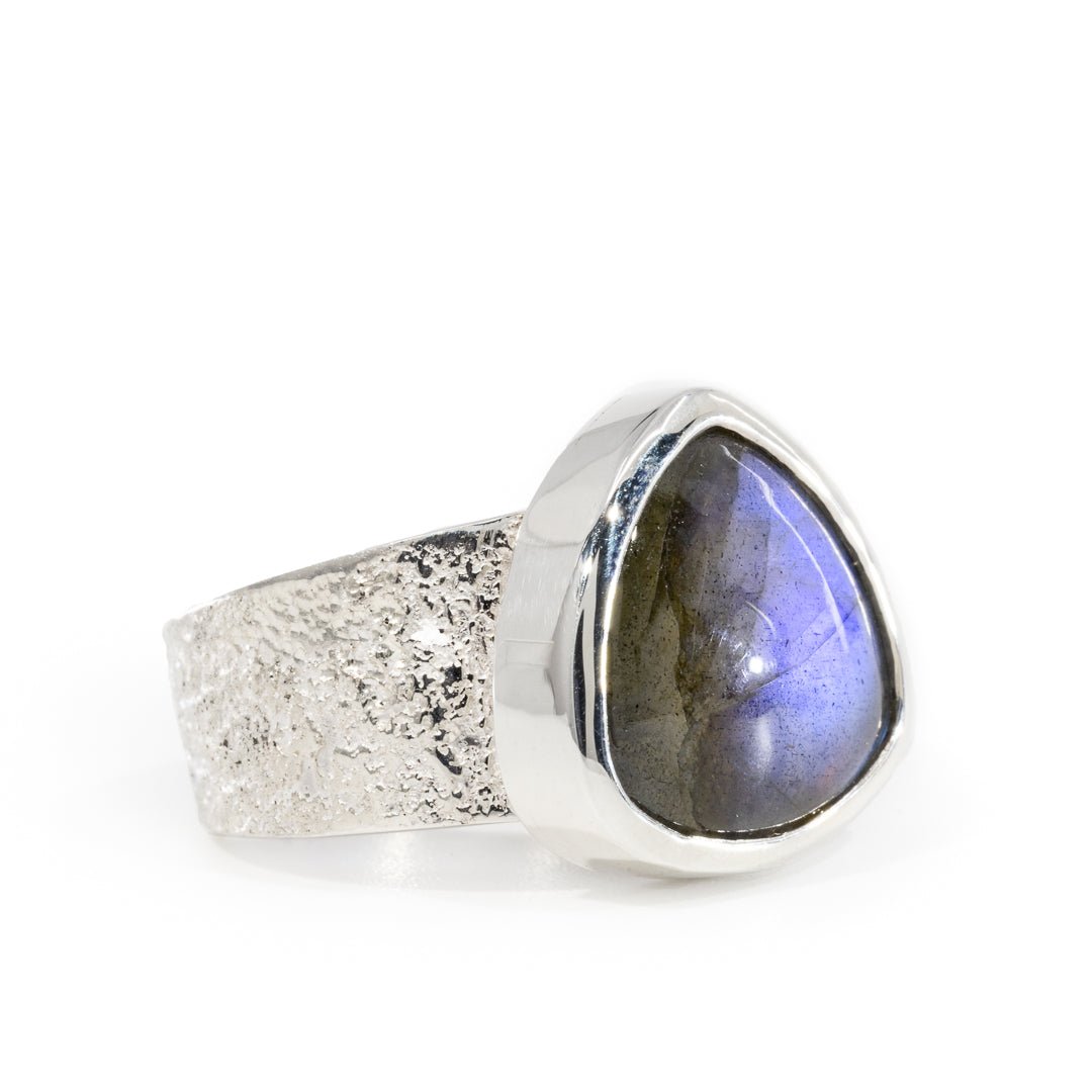 Labradorite 6.55 Carat Sterling Silver Handcrafted Gemstone Ring - LLO-025 - Crystalarium