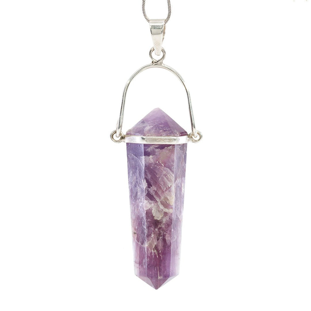 Lepidolite Polished Crystal Sterling Silver Pendant - JJW-069 - Crystalarium