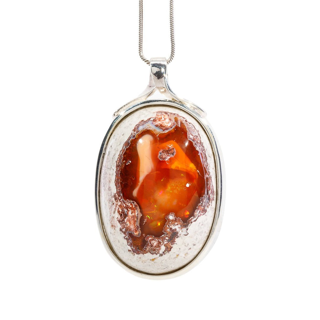 Mexican Matrix Opal 43.75 Carat Handcrafted Sterling Silver Pendant - KKO-114 - Crystalarium