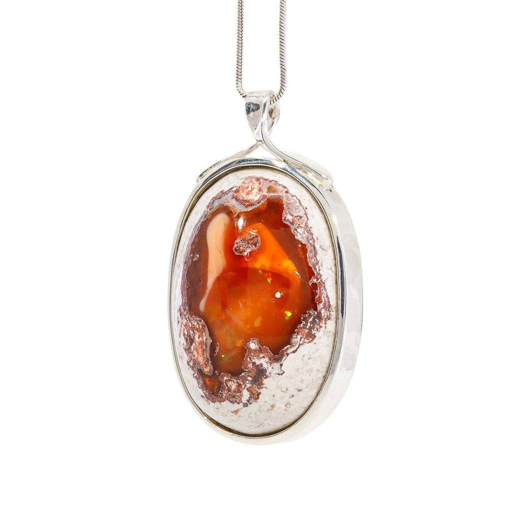 Mexican Matrix Opal 43.75 Carat Handcrafted Sterling Silver Pendant - KKO-114 - Crystalarium