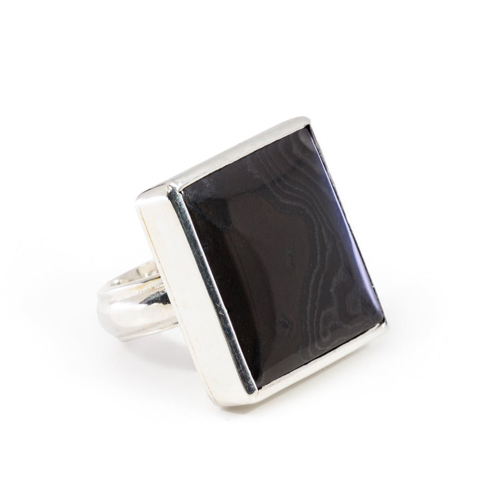 Psilomelane 17.65 Carat Cabochon Handcrafted Sterling Silver Ring - KKO-041 - Crystalarium