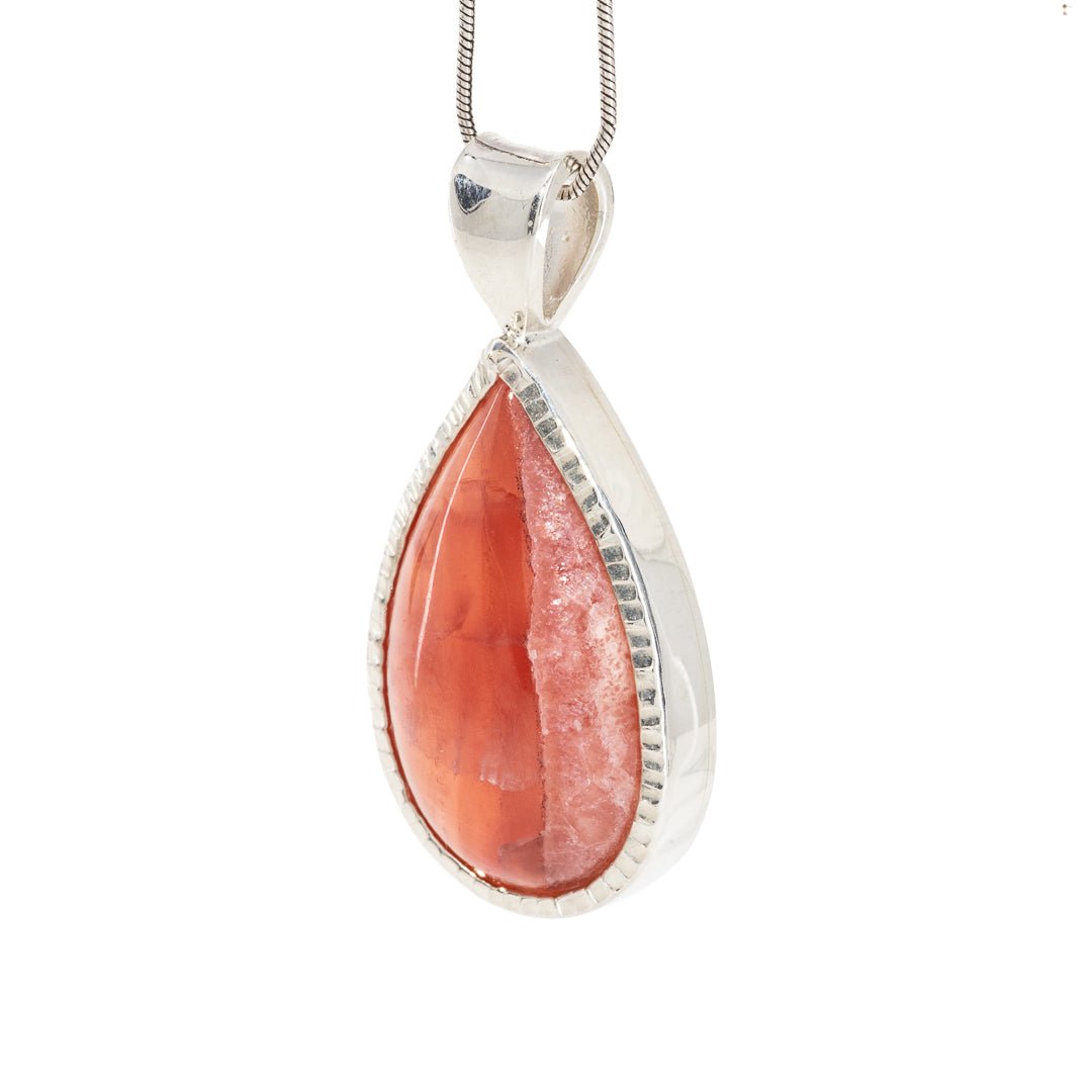 Rhodochrosite 31.8 Carat Sterling Silver Handcrafted Crystal Pendant - LLO-019 - Crystalarium