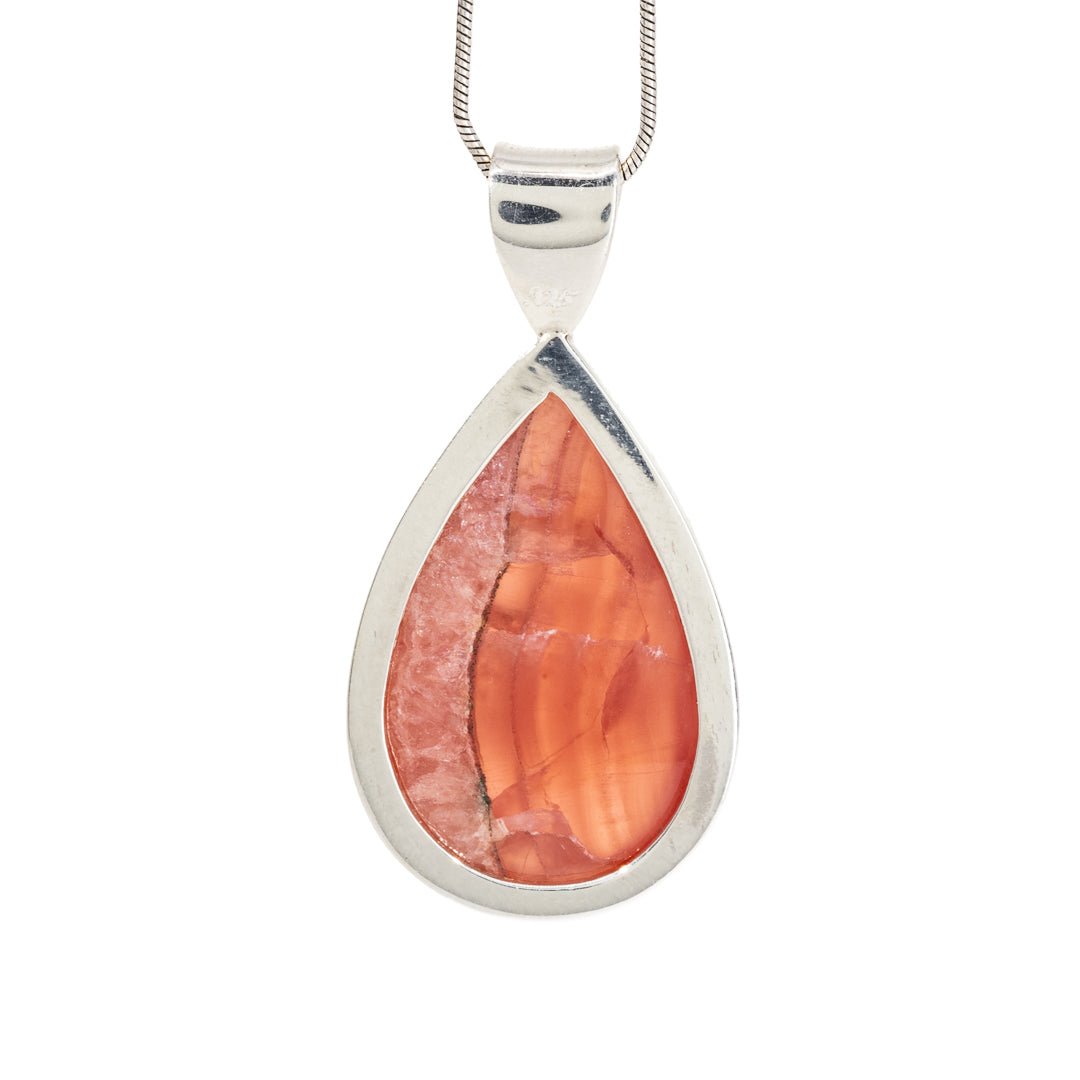 Rhodochrosite 31.8 Carat Sterling Silver Handcrafted Crystal Pendant - LLO-019 - Crystalarium