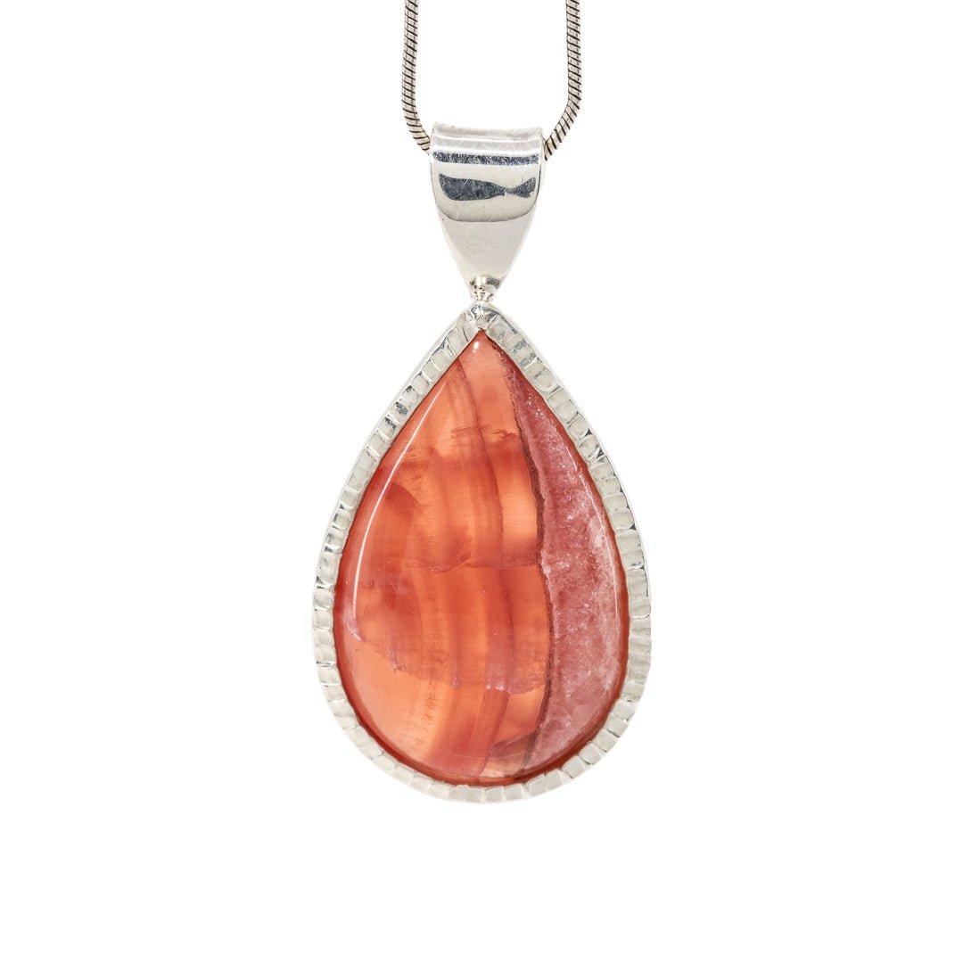 Rhodochrosite 31.8 Carat Sterling Silver Handcrafted Crystal Pendant - LLO-019 - Crystalarium