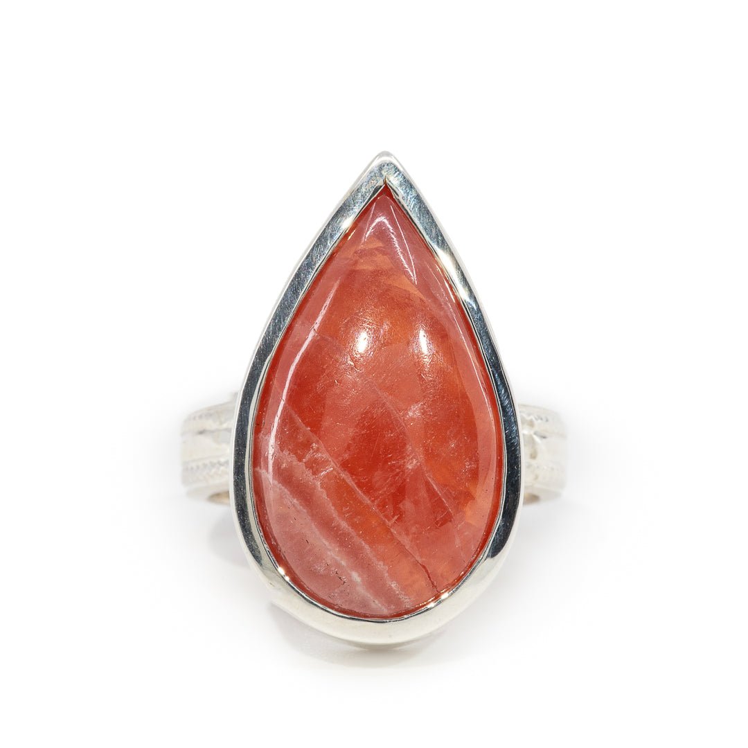 Rhodochrosite 27.06 Carat Sterling Silver Handcrafted Gemstone Ring - LLO-023 - Crystalarium