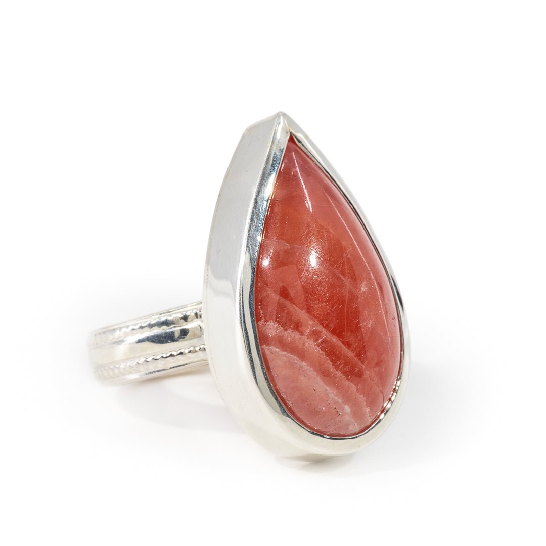 Rhodochrosite 27.06 Carat Sterling Silver Handcrafted Gemstone Ring - LLO-023 - Crystalarium