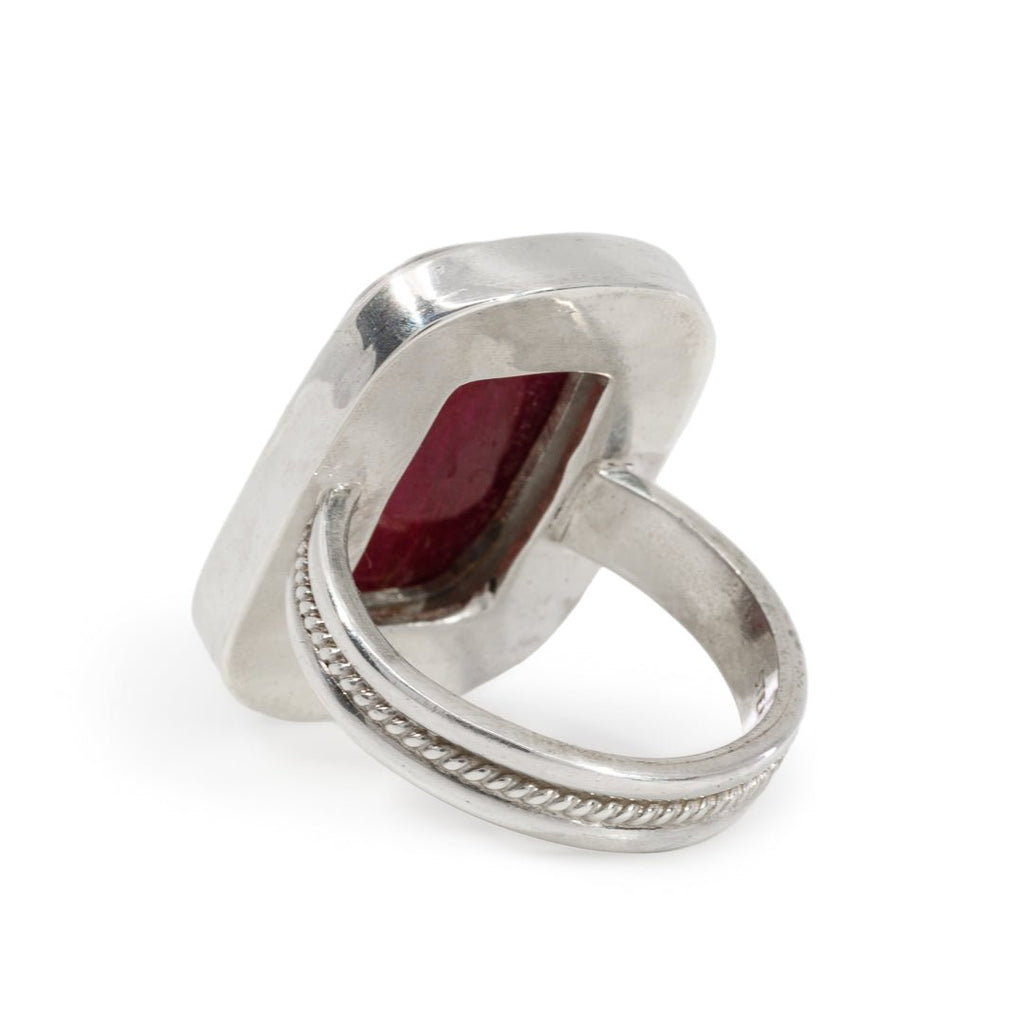 Carved Ruby 12.92 carat Handcrafted Sterling Silver Ring - BBO-079 - Crystalarium