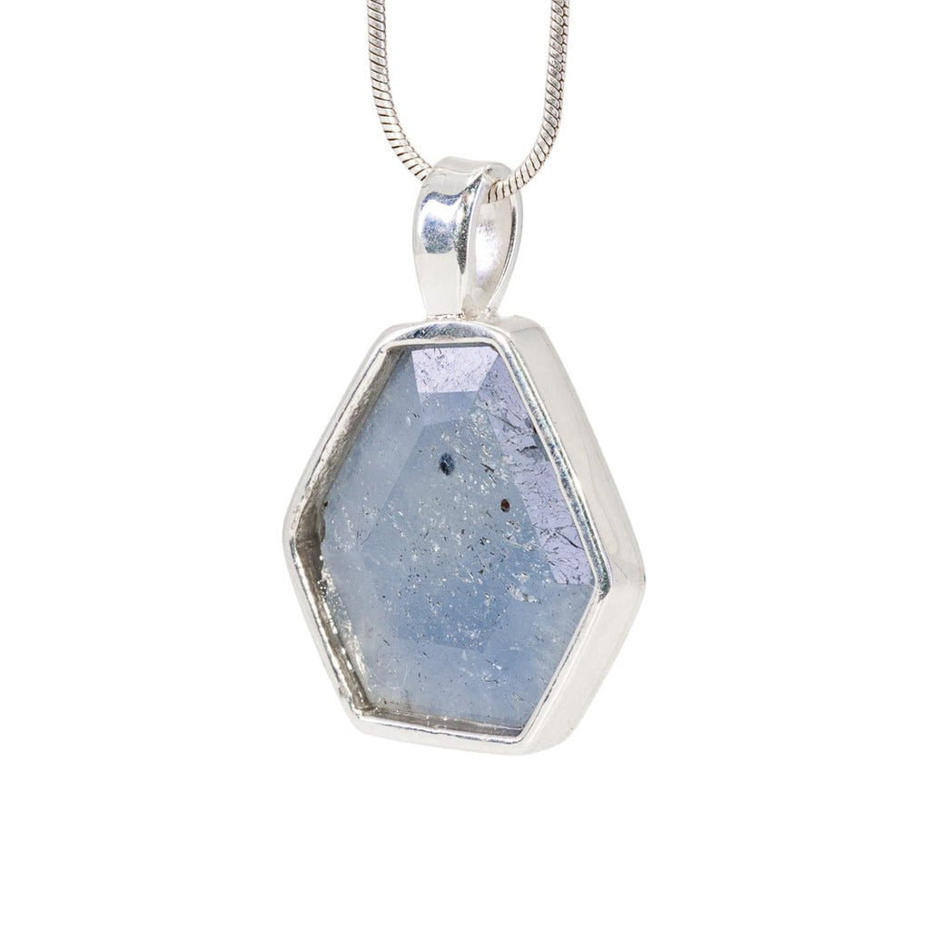 Sapphire 7.75 Carat Faceted Slice Handcrafted Sterling Silver Pendant - KKO-051 - Crystalarium
