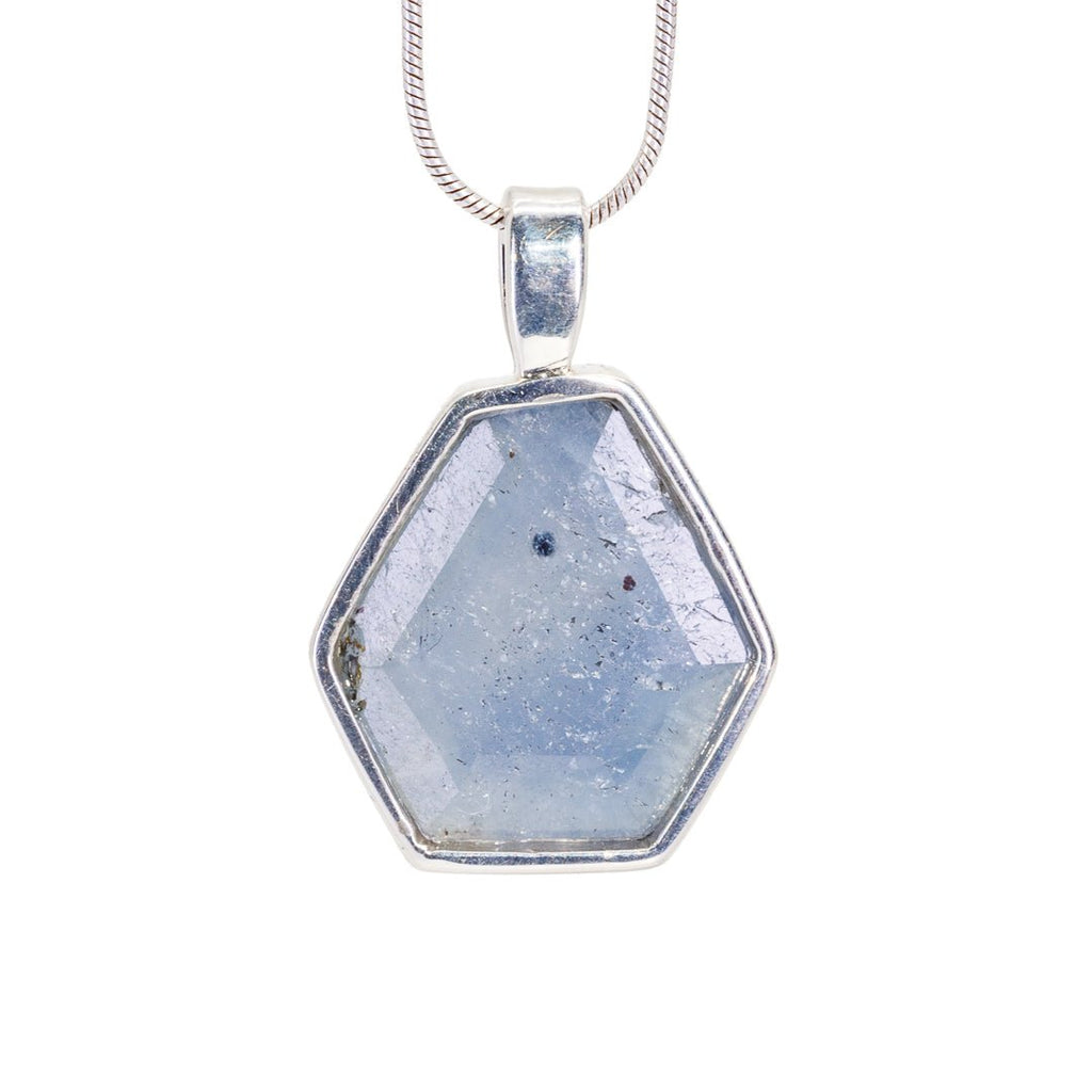 Sapphire 7.75 Carat Faceted Slice Handcrafted Sterling Silver Pendant - KKO-051 - Crystalarium