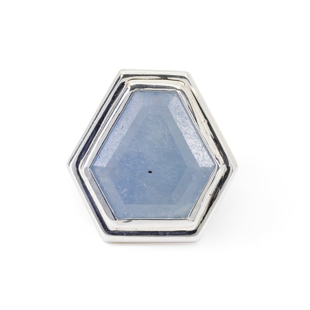 Sapphire 6.65 Carat Faceted Slice Handcrafted Sterling Silver Ring - KKO-075 - Crystalarium