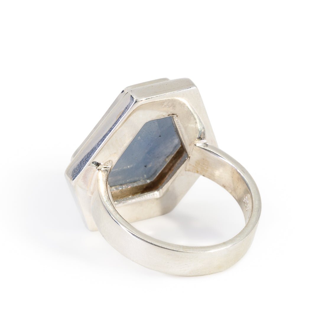 Sapphire 6.65 Carat Faceted Slice Handcrafted Sterling Silver Ring - KKO-075 - Crystalarium