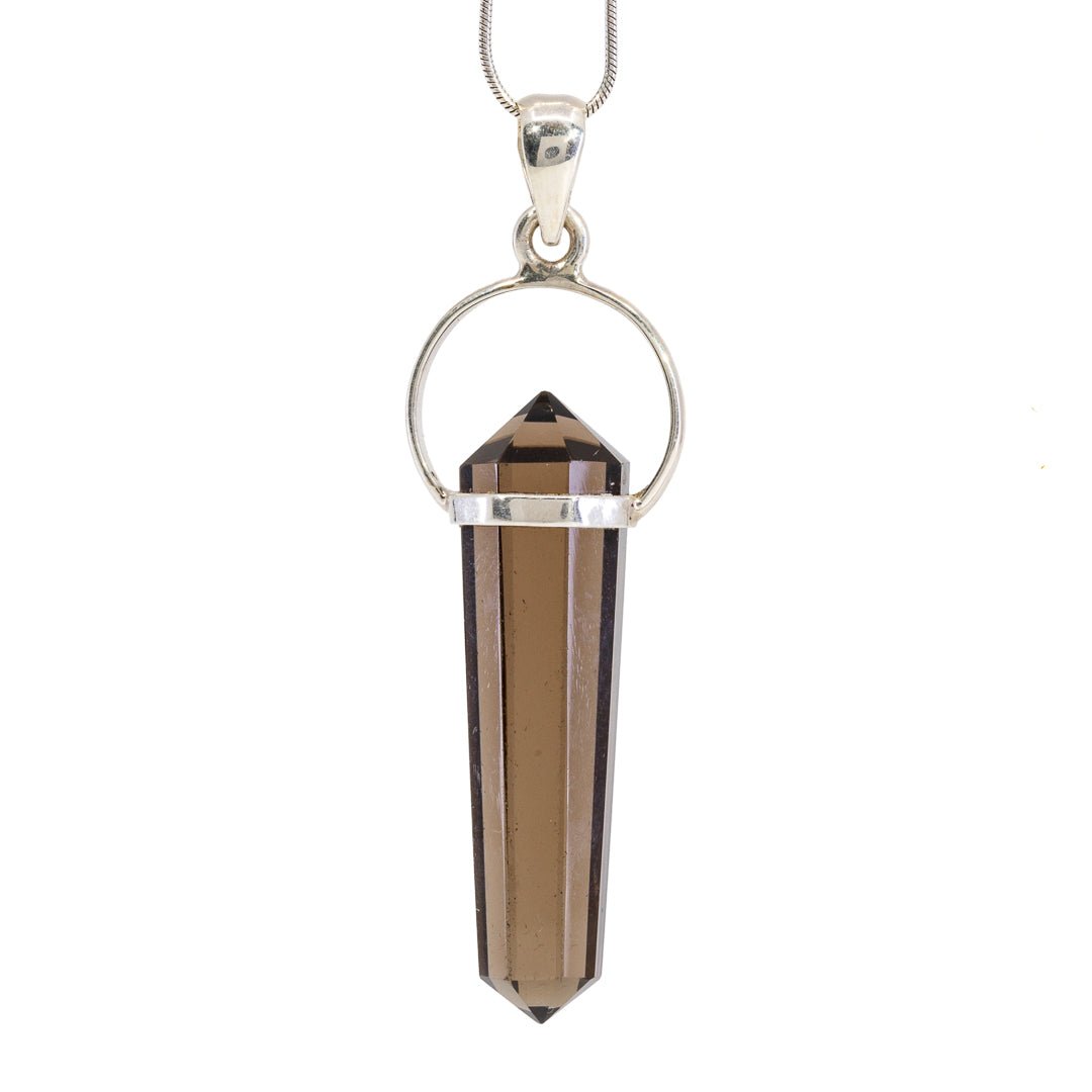 Smoky Quartz Polished Crystal Sterling Silver Pendant - FFW-029 - Crystalarium