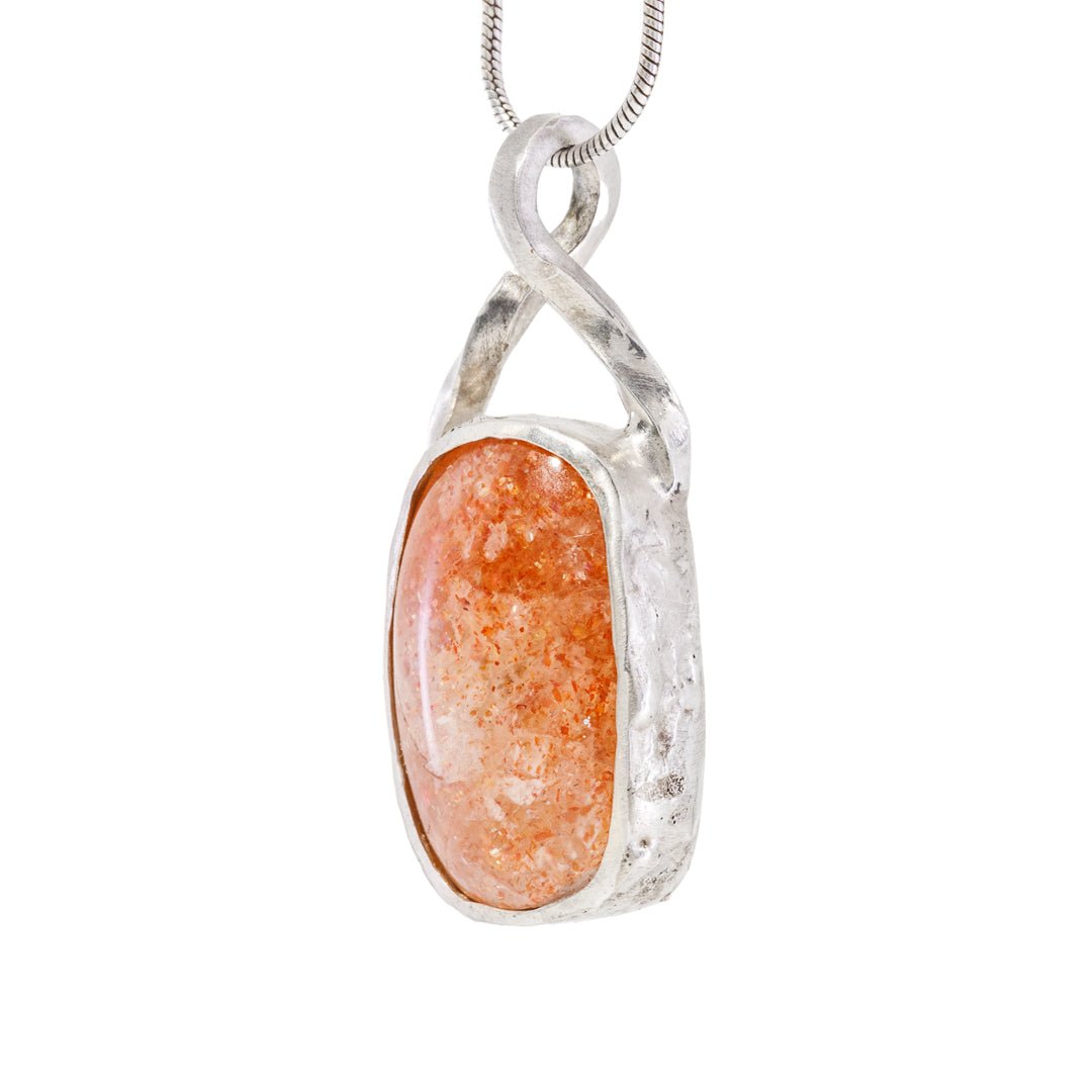 Sunstone 9.66 Carat Cabochon Handcrafted Sterling Silver Pendant - FFO-019 - Crystalarium