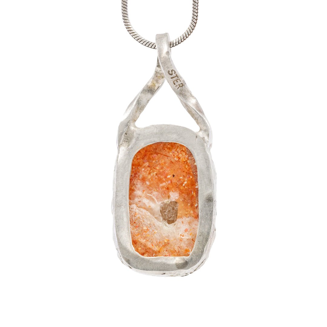 Sunstone 9.66 Carat Cabochon Handcrafted Sterling Silver Pendant - FFO-019 - Crystalarium