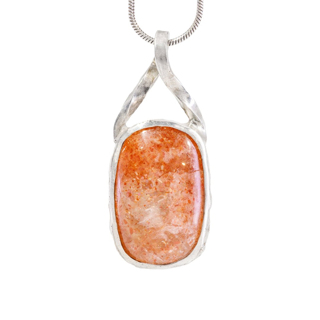 Sunstone 9.66 Carat Cabochon Handcrafted Sterling Silver Pendant - FFO-019 - Crystalarium