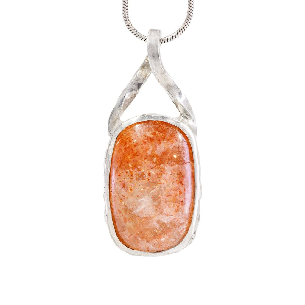 Sunstone 9.66 Carat Cabochon Handcrafted Sterling Silver Pendant - FFO-019 - Crystalarium