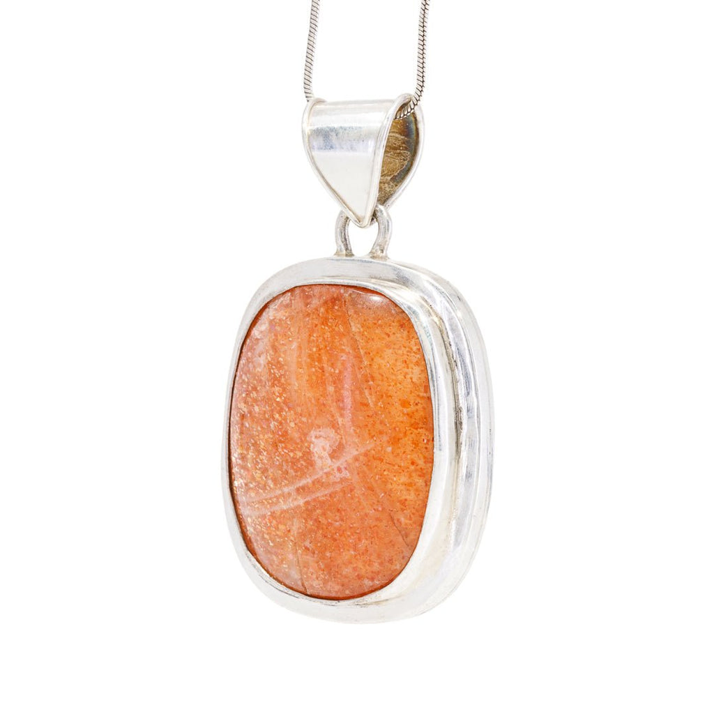Sunstone 39.76 Carat Cabochon Handcrafted Sterling Silver Pendant - FFO-064 - Crystalarium