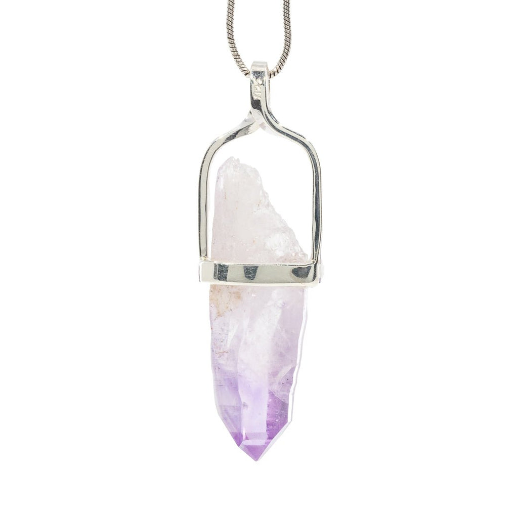 Veracruz Amethyst 13.03 Carat Sterling Silver Handcrafted Natural Crystal Twist Pendant - KKO-220 - Crystalarium