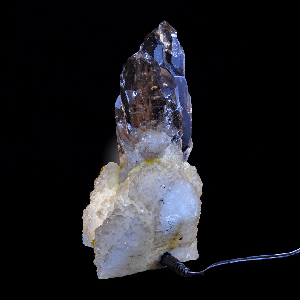 Smoky Quartz Cathedral Crystal on Custom Barite Light Base - ZX-402 - Crystalarium