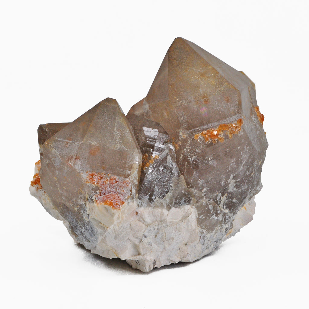 Smoky Quartz with Spessartine Garnet 2.9 inch 0.76 lbs Natural Crystal Cluster - China - WX-220 - Crystalarium