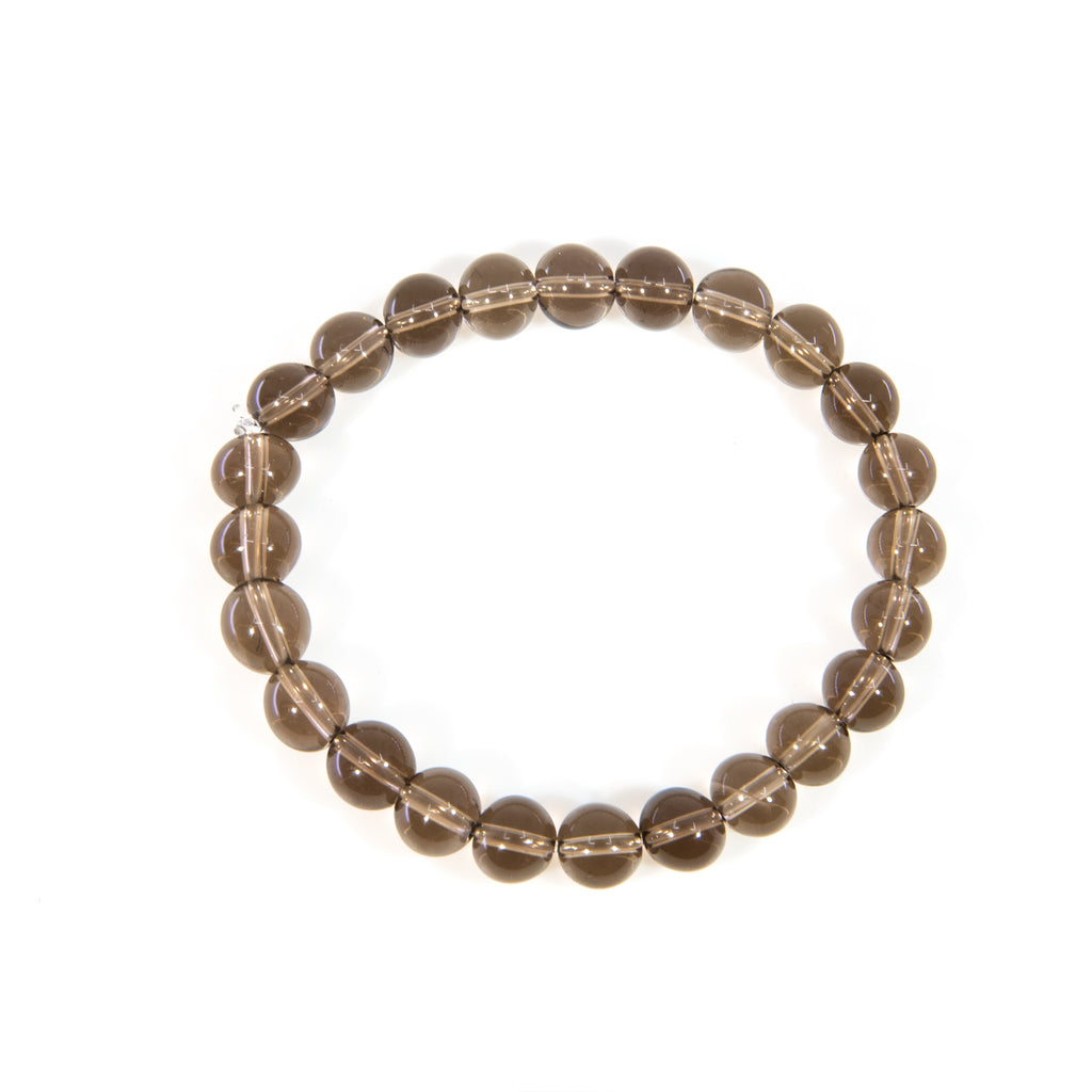 Smoky Quartz 8mm Beaded Bracelet - JJW-084 - Crystalarium