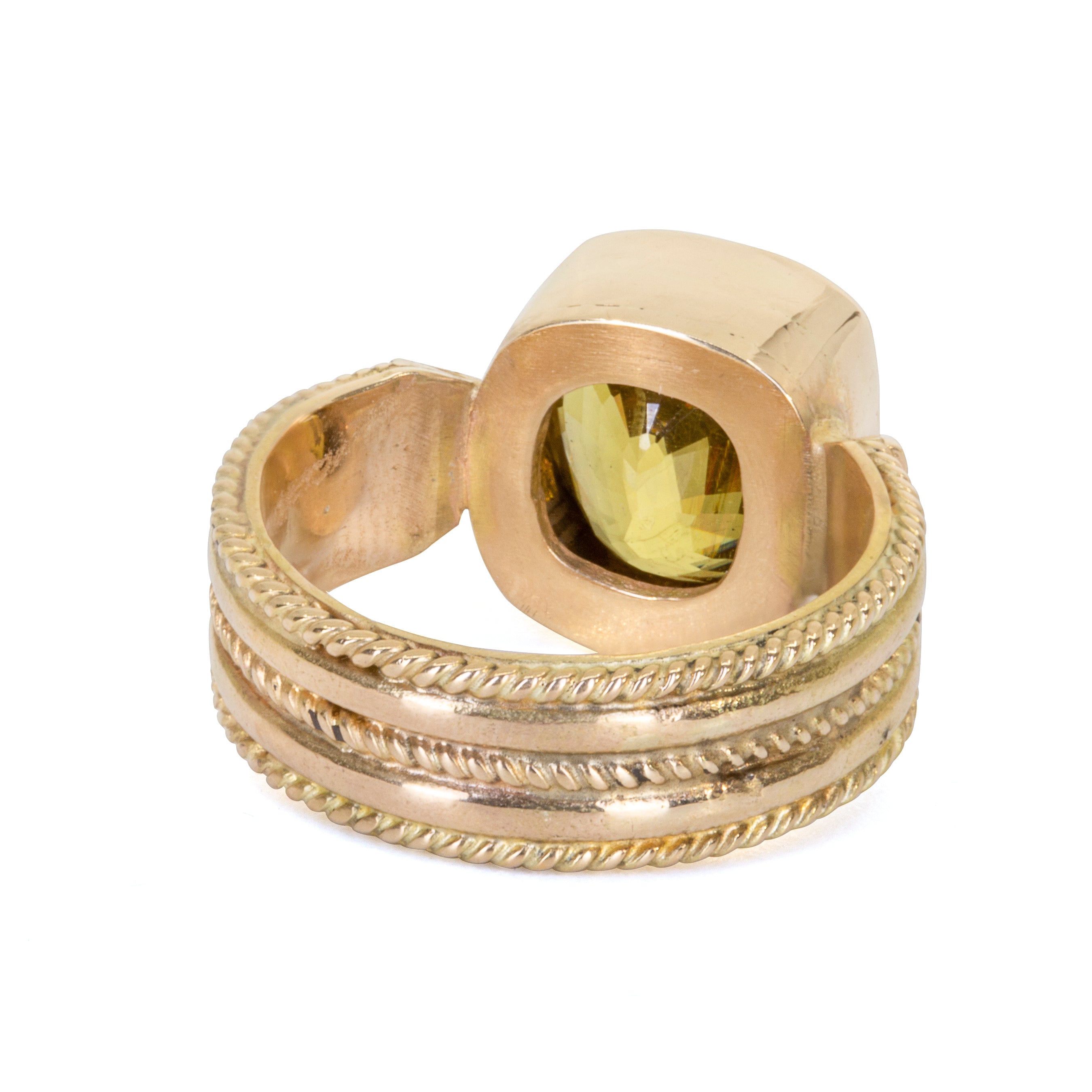 Sphene 6.64 Carat Square Faceted 14k Braided Band Handcrafted Gemstone Ring - eeo-026 - Crystalarium