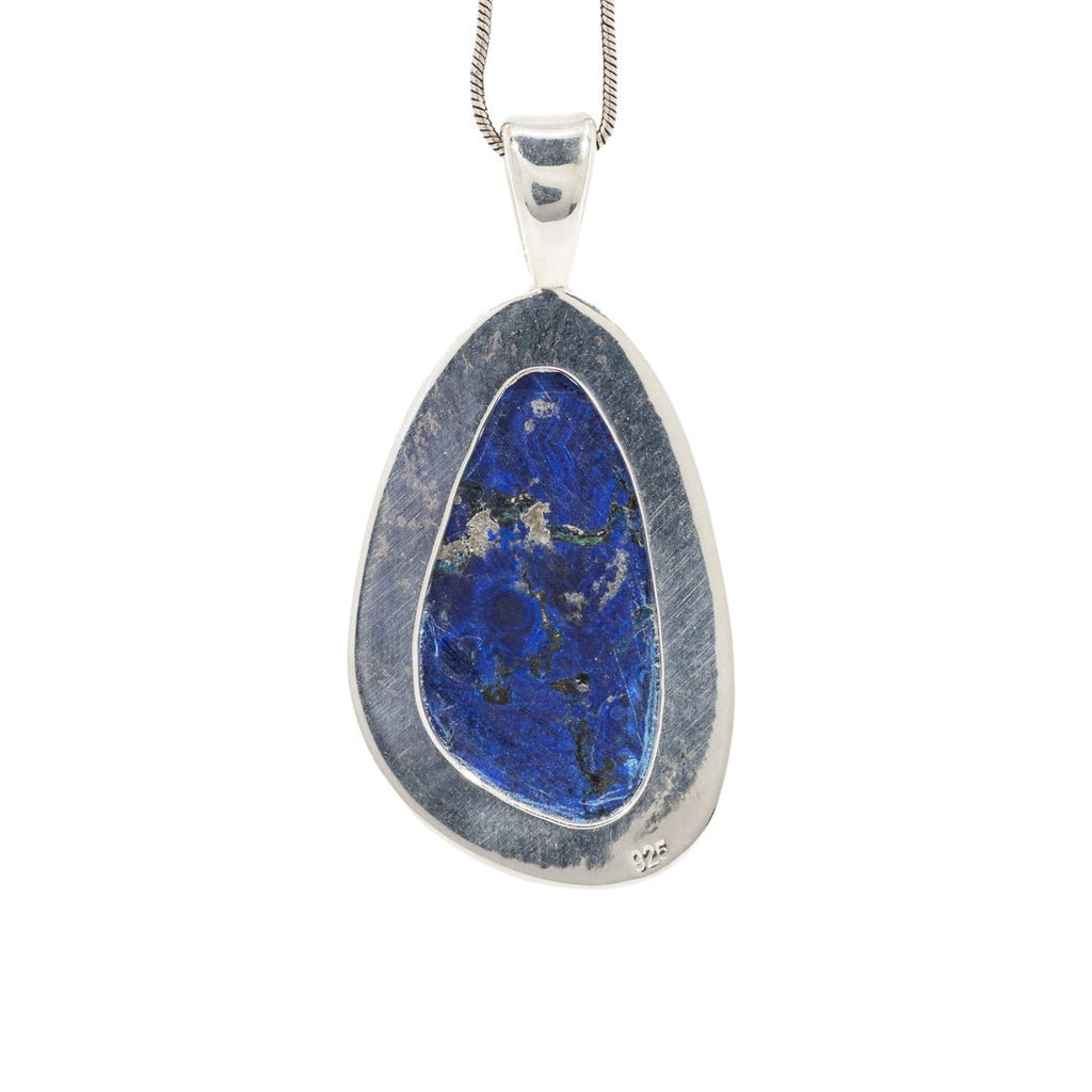 Azurite 26.39 Carat Sterling Silver Handcrafted Crystal Cabochon Pendant - LLO-038 - Crystalarium