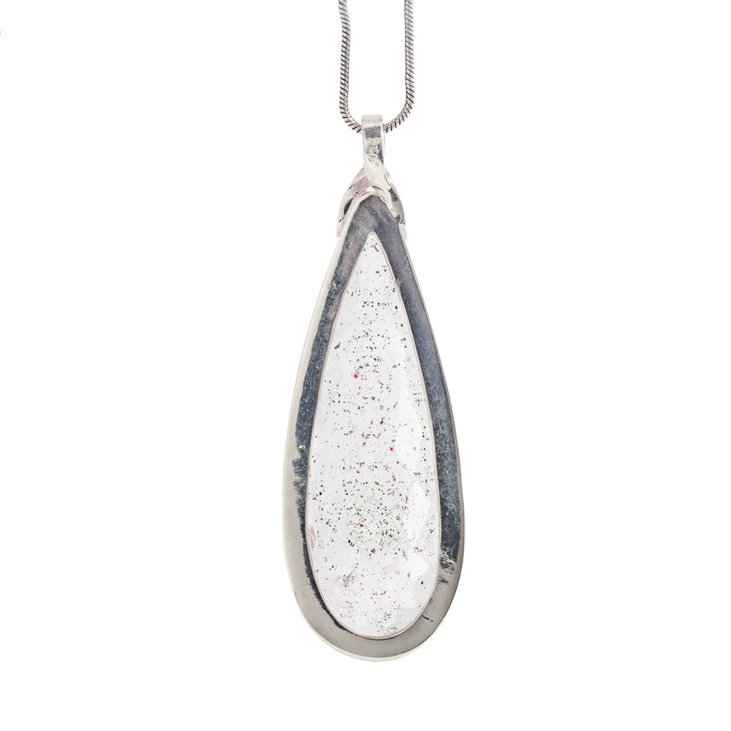 Covellite "Pink Fire" Quartz 19.62 Carat Sterling Silver Handcrafted Crystal Pendant - LLO-053 - Crystalarium