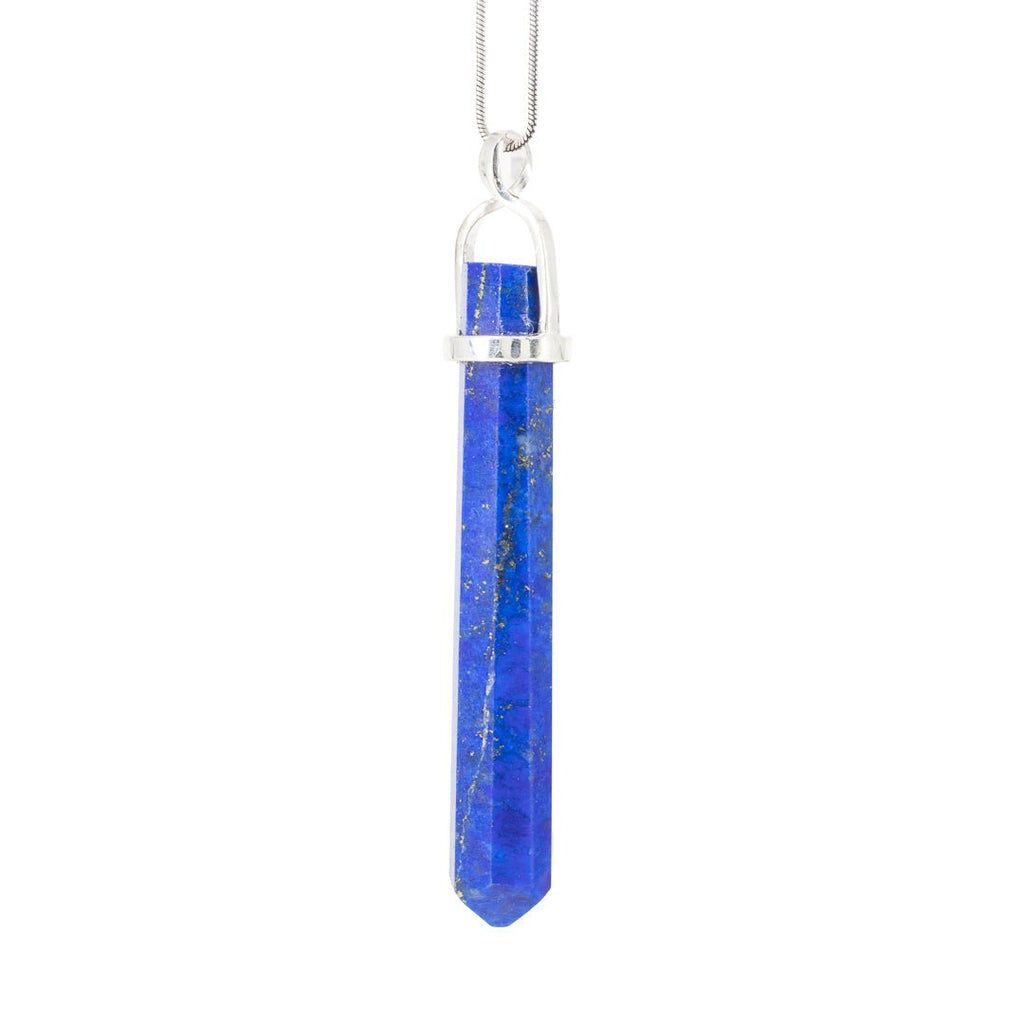 Lapis Lazuli 41.38 Carat Sterling Silver Handcrafted Polished Crystal Twist Pendant - LLO-058 - Crystalarium