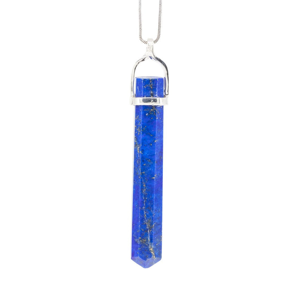 Lapis Lazuli 41.38 Carat Sterling Silver Handcrafted Polished Crystal Twist Pendant - LLO-058 - Crystalarium