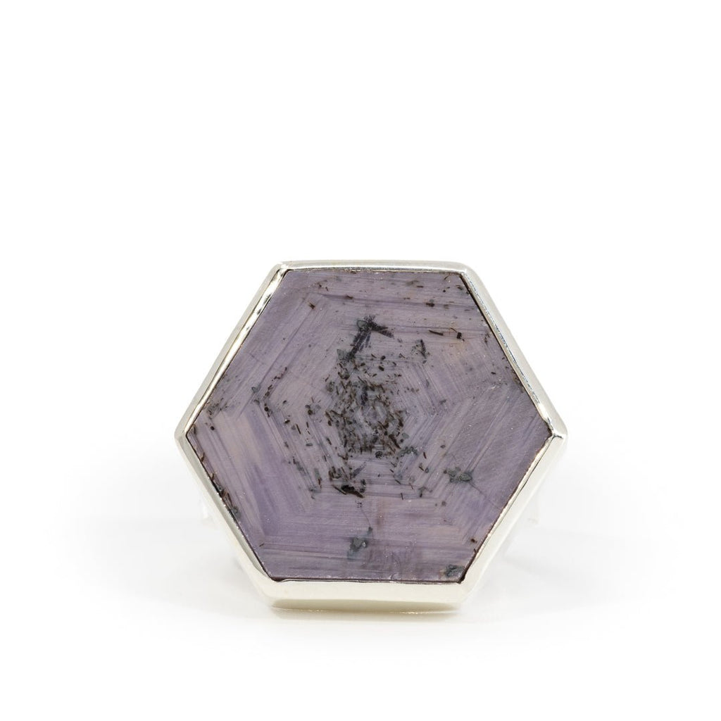 Sapphire 21.54 Carat Sterling Silver Handcrafted Gemstone Slice Ring - LLO-040 - Crystalarium