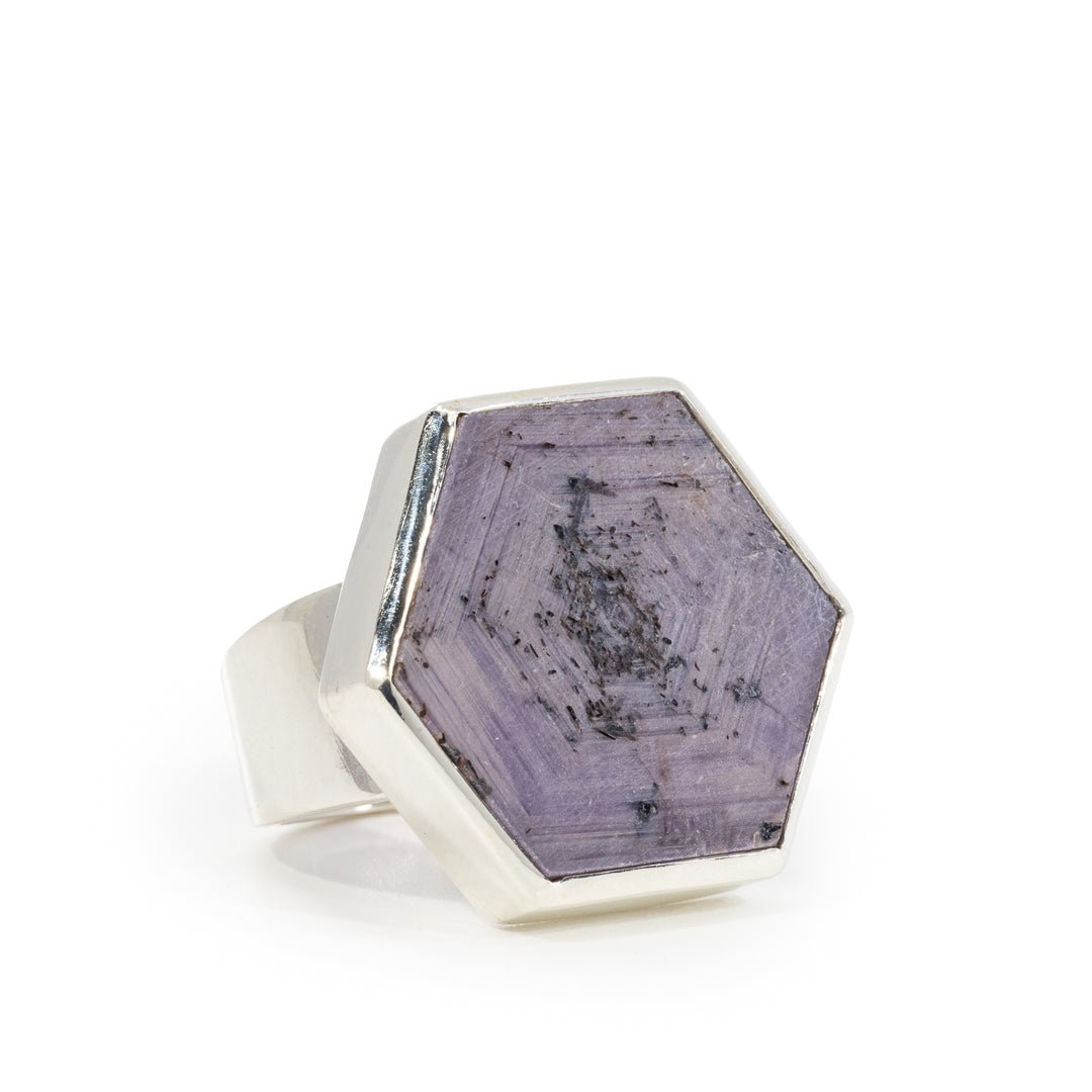 Sapphire 21.54 Carat Sterling Silver Handcrafted Gemstone Slice Ring - LLO-040 - Crystalarium