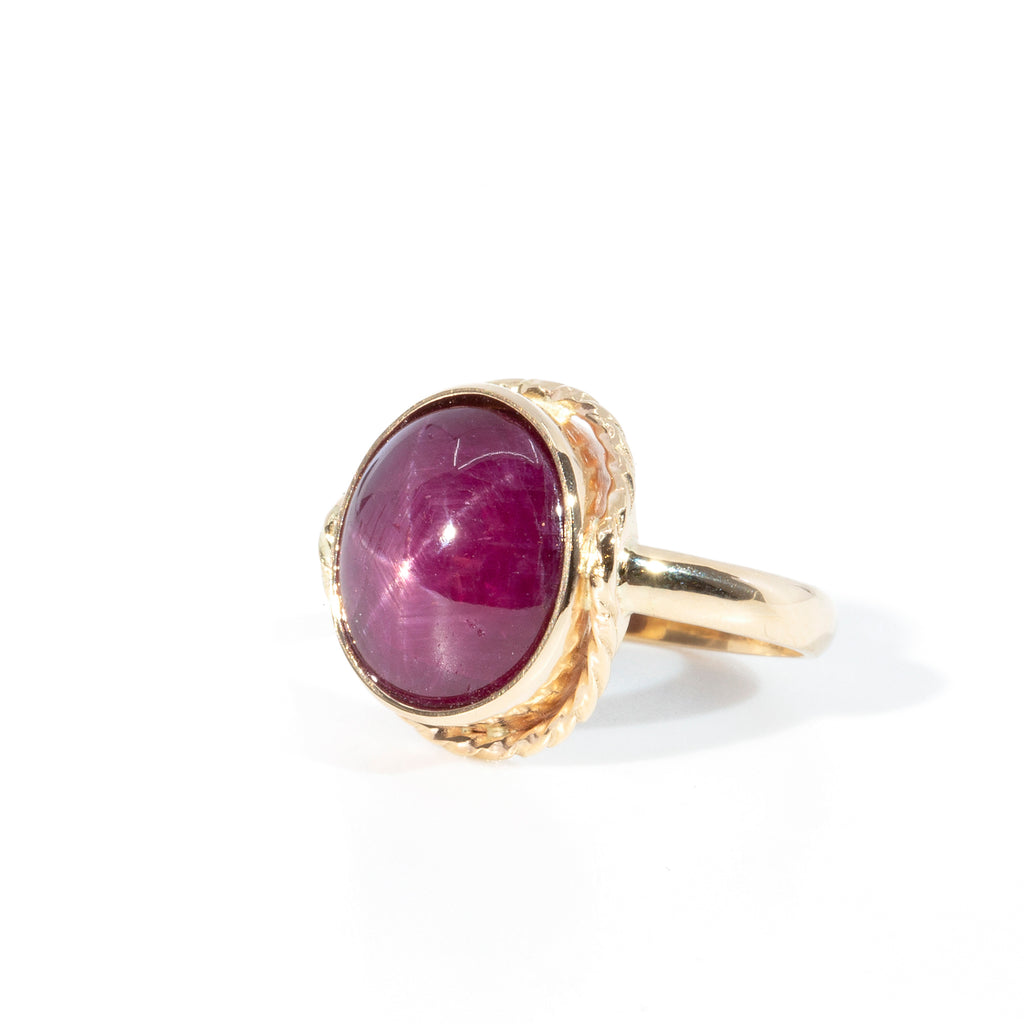 Star Ruby 10.76 carat Handcrafted 14k Ring - HHO-127 - Crystalarium