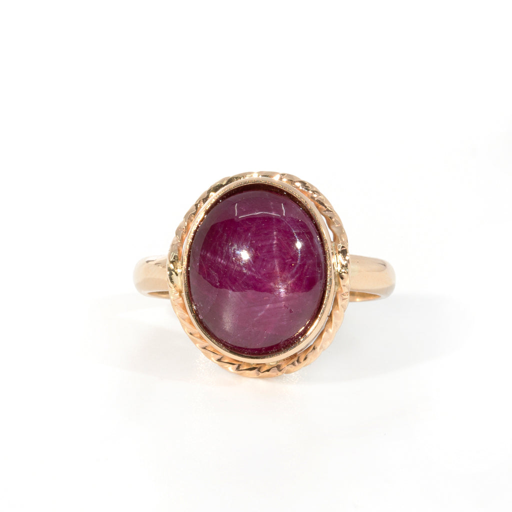 Star Ruby 10.76 carat Handcrafted 14k Ring - HHO-127 - Crystalarium