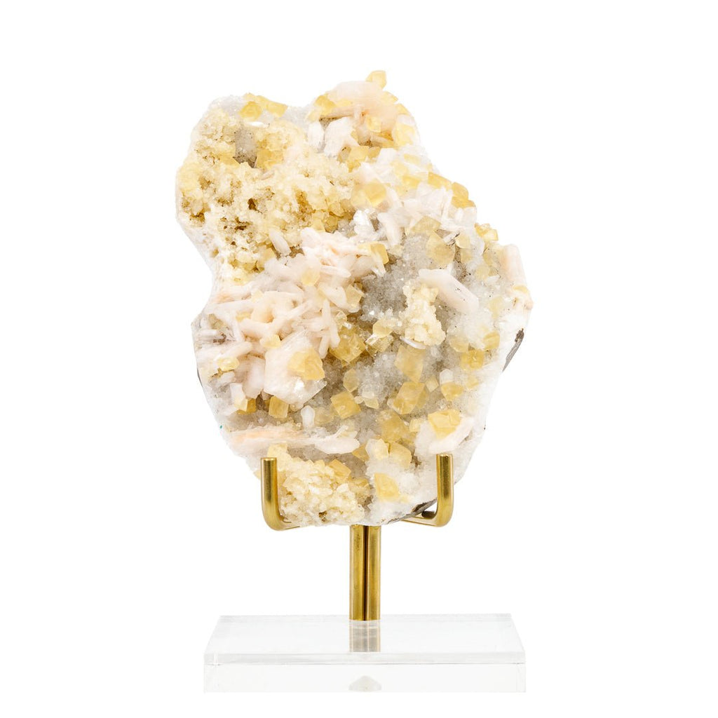 Aphophyllite, Stilbite, and Calcite 5.1 Inch 1.7lb Natural Crystal Specimen - India - KKX-436 - Crystalarium