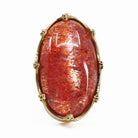 Tanzanian Sunstone 29.33 mm 30.96 ct Oval Cabochon 14K Handcrafted Gemstone Ring - YO-062 - Crystalarium