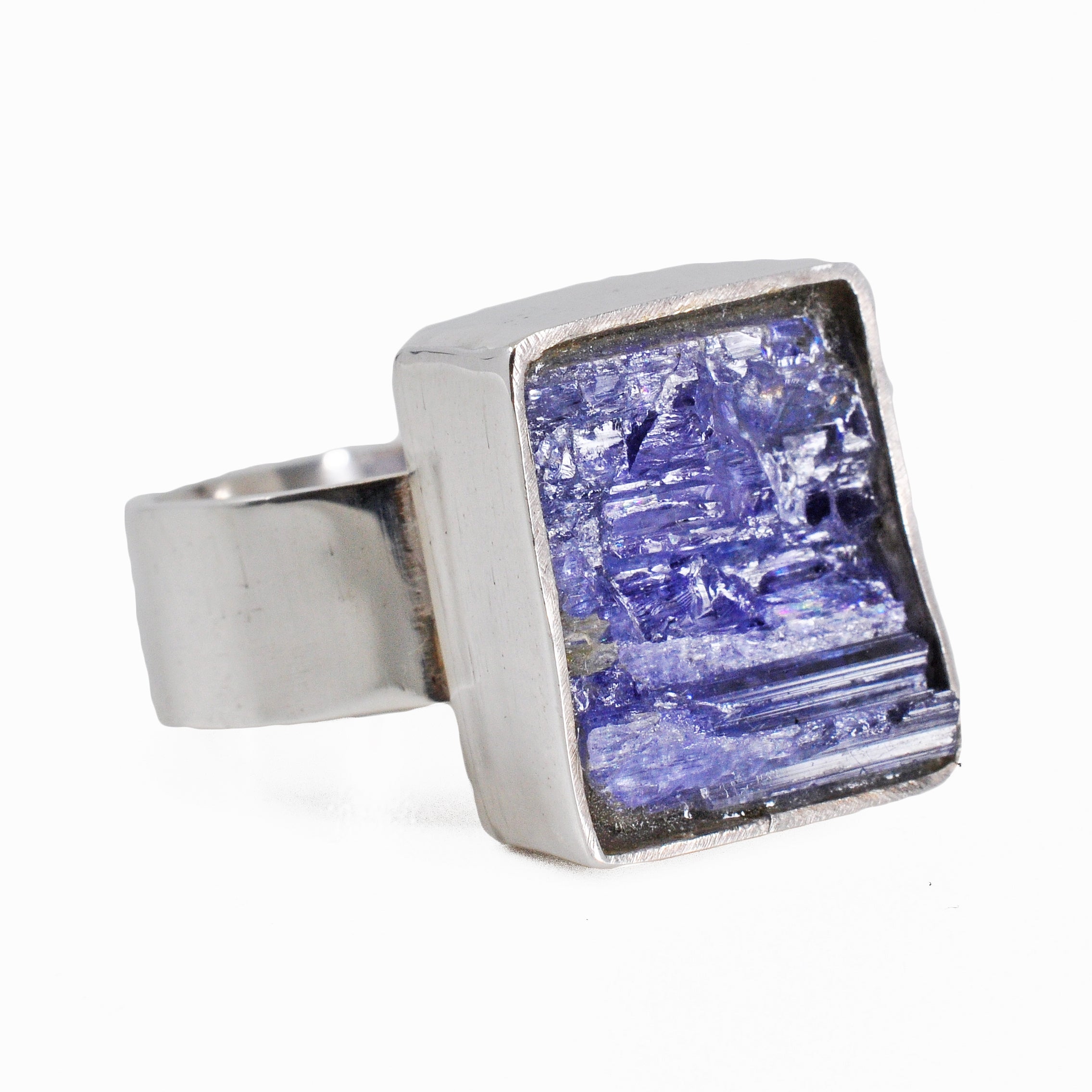 Rugged Tanzanite 12.89ct Handcrafted Sterling Silver Gemstone Ring - CCO-175 - Crystalarium