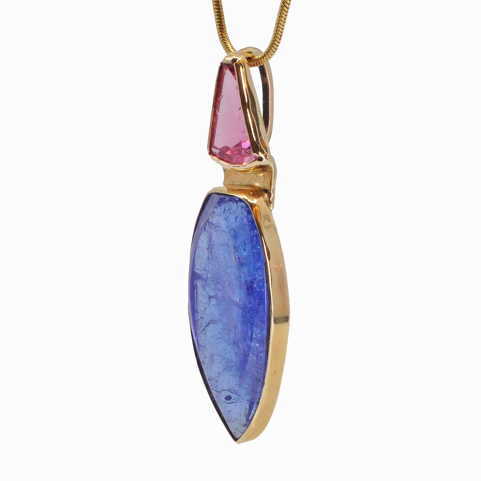 Tanzanite and Pink Tourmaline Faceted Handcrafted 14k Pendant - DDO-160 - Crystalarium