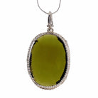 Green Tourmaline 28.07 mm 18.62 carats Faceted Oval Sterling Silver Handcrafted Pendant - FFO-138 - Crystalarium