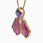 Faceted Amethyst with Rubelite Tourmaline 14k Handcrafted Winged Pendant - BBO-322 - Crystalarium