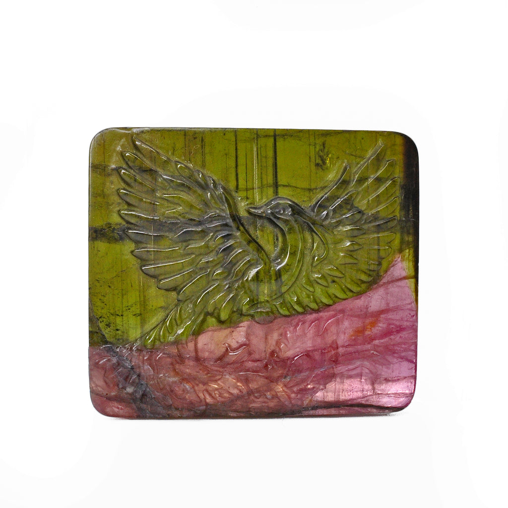 Bi-Color Pink and Green Tourmaline 1.43 inch 11.7 grams Phoenix Gemstone Carving - EEF-011 - Crystalarium