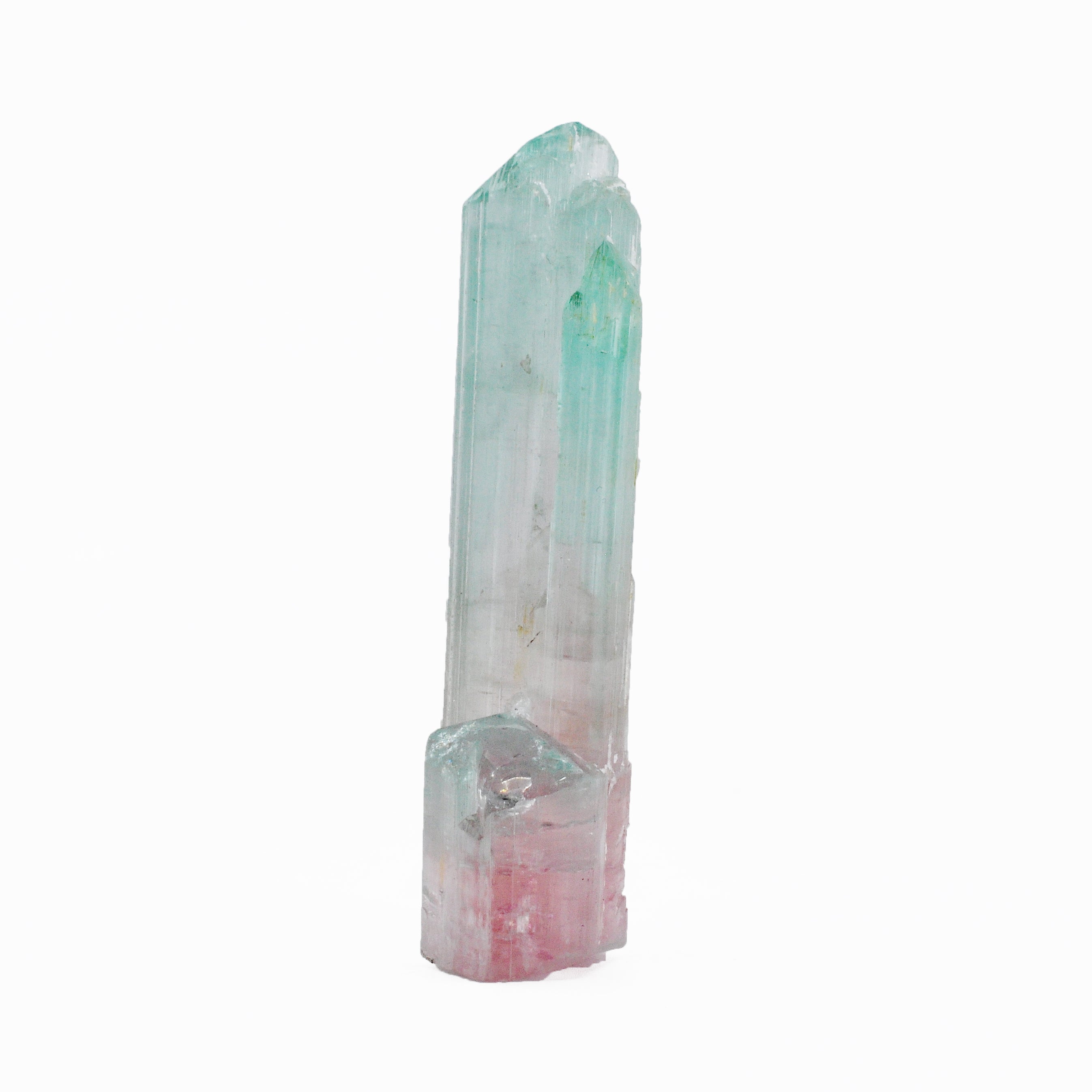 Pastel Pink and Green Tourmaline 3.1 inch 37 grans Natural Bi-color Gem Crystal - FFX-411 - Crystalarium