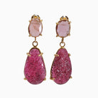Pink Tourmaline 14k Handcrafted Carved Gemstone Earrings - YO-362 - Crystalarium
