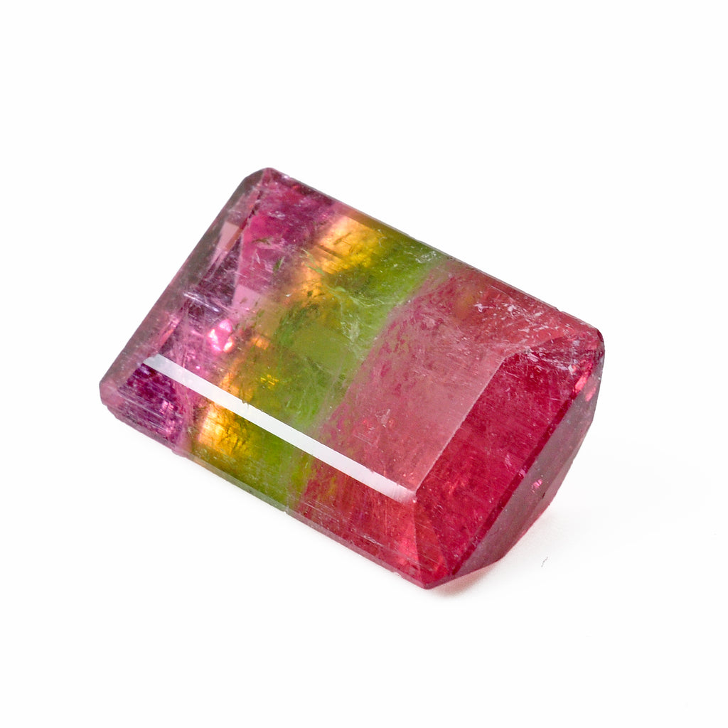 Pink and Green Bi-Color Tourmaline 19.85 mm 16.93 carats Faceted Rectangle Gemstone - 11-002 - Crystalarium