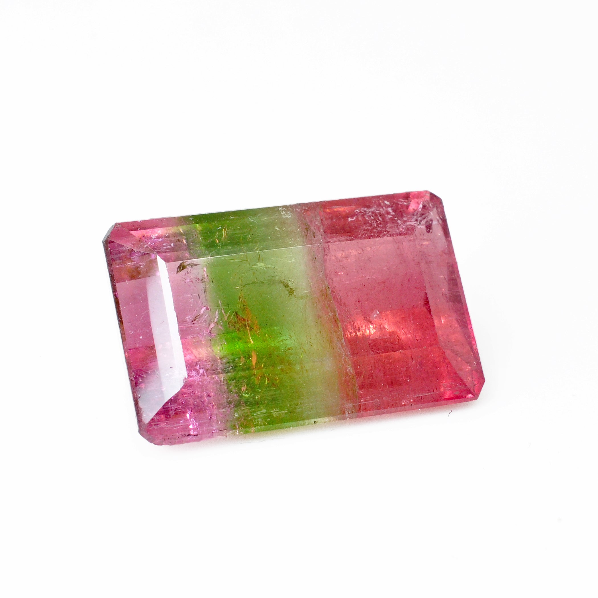 Pink and Green Bi-Color Tourmaline 19.85 mm 16.93 carats Faceted Rectangle Gemstone - 11-002 - Crystalarium