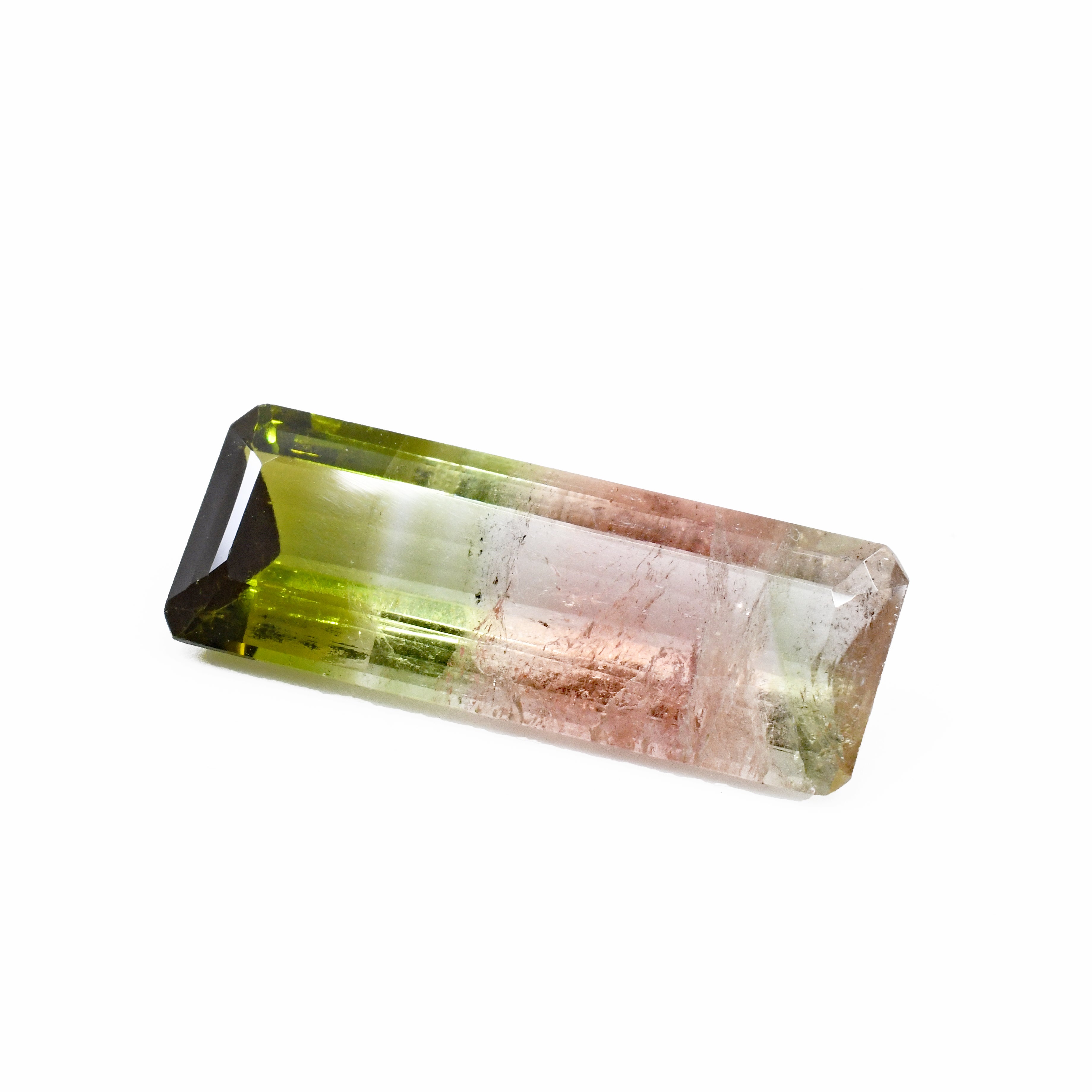 Pink and Green Bi Color Tourmaline 28.37mm 15.2ct Faceted Gemstone - Brazil - 19-003 - Crystalarium