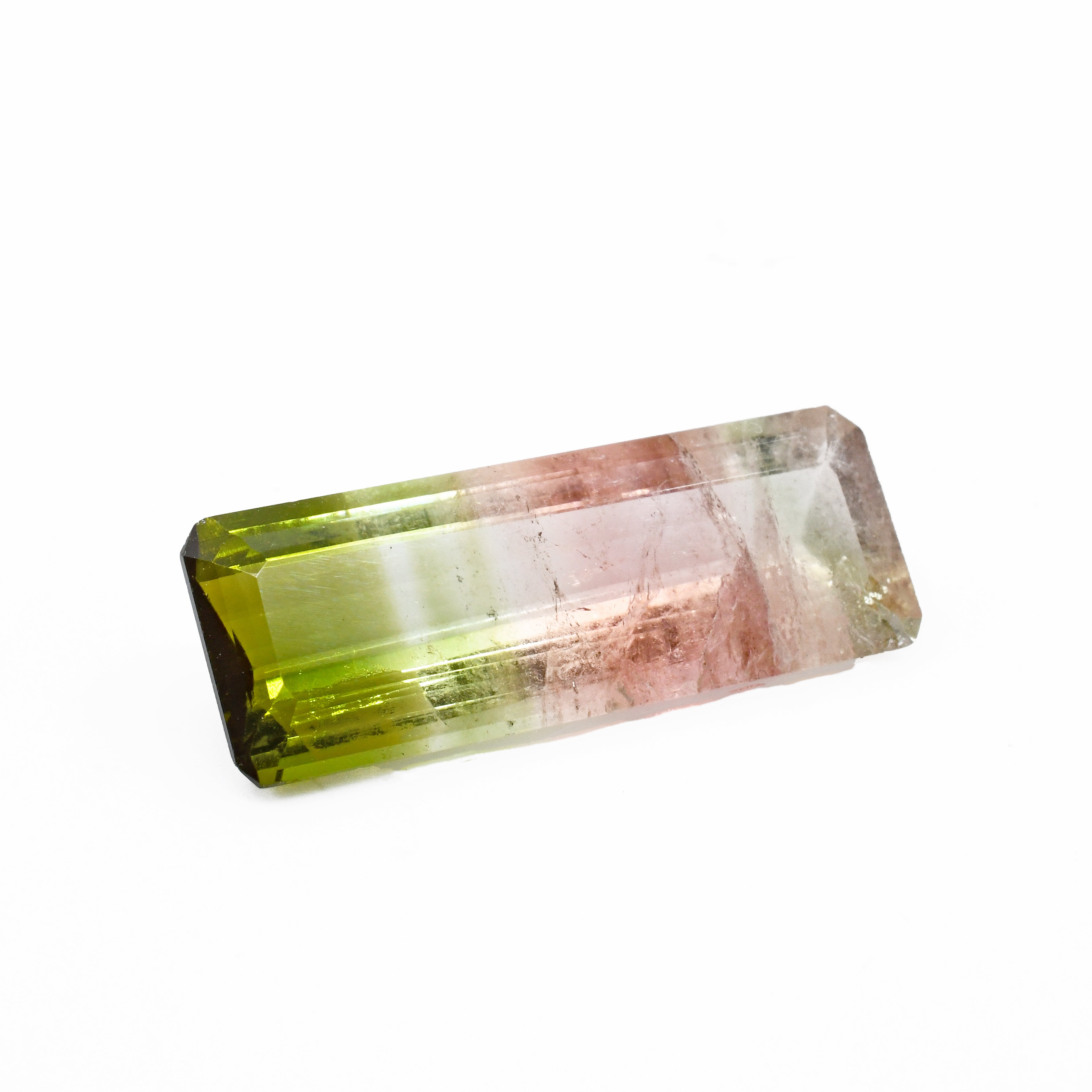 Pink and Green Bi Color Tourmaline 28.37mm 15.2ct Faceted Gemstone - Brazil - 19-003 - Crystalarium
