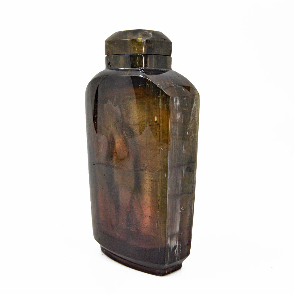 Pink and Green Tourmaline 3.52 inch 157 gram Carved Crystal Perfume Bottle - Portugal - BBR-011 - Crystalarium